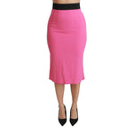 Dolce & Gabbana Pink High Waist Pencil Cut Midi Skirt