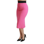 Dolce & Gabbana Pink High Waist Pencil Cut Midi Skirt