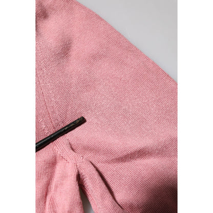 Dolce & Gabbana Pink Silk Cropped Crew Neck Cardigan Sweater