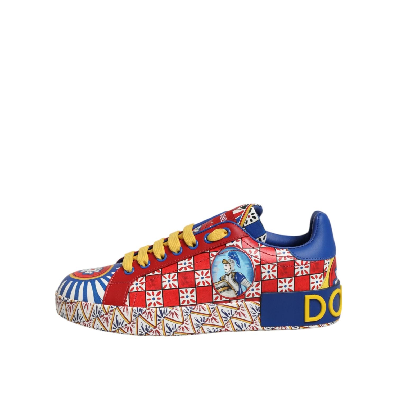 Dolce & Gabbana Portofino Carretto Printed Leather Sneakers Shoes
