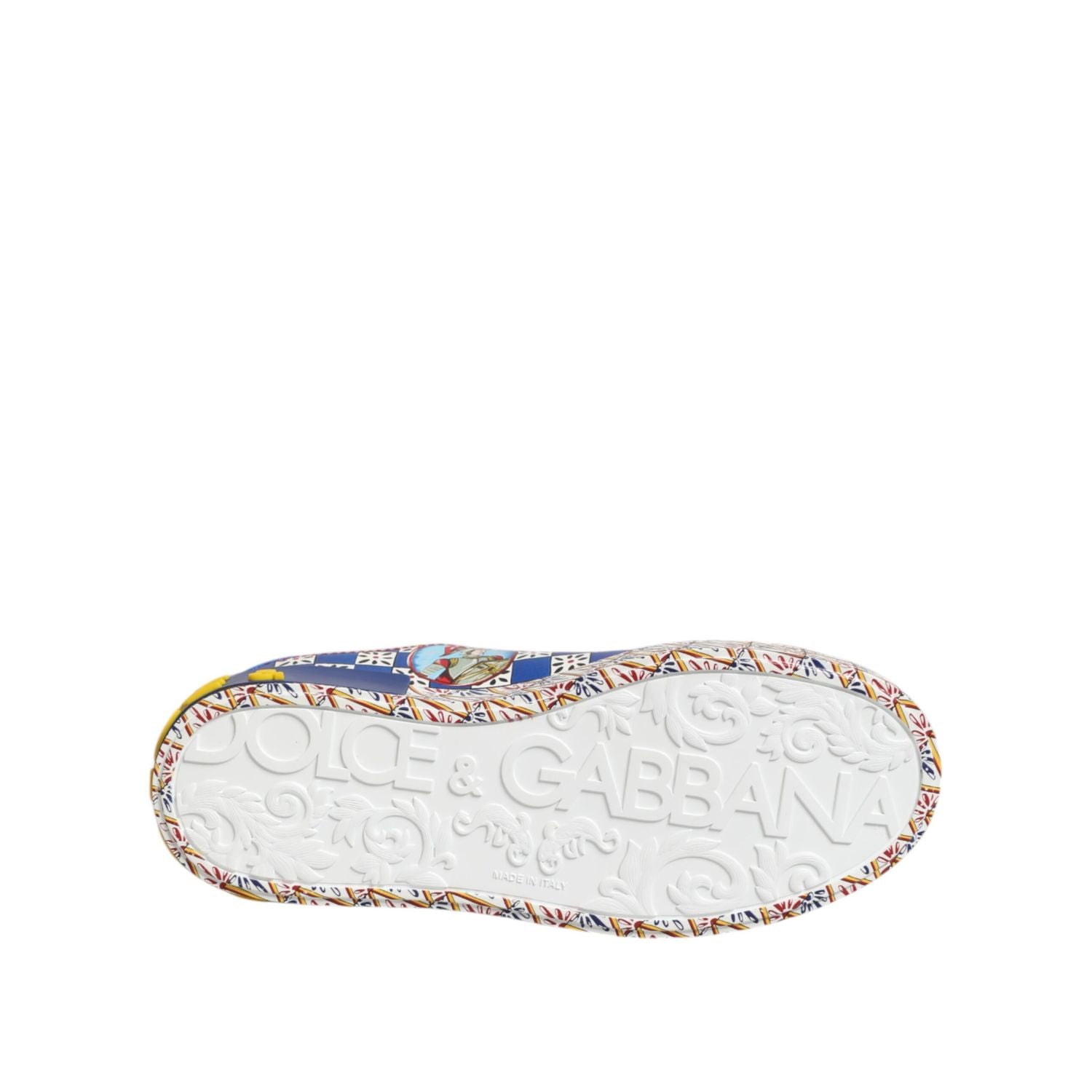 Dolce & Gabbana Portofino Carretto Printed Leather Sneakers Shoes