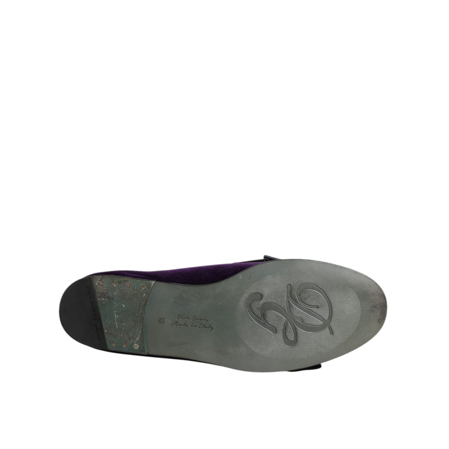 Dolce & Gabbana Purple Suede Cotton Bow Slip On Loafers Shoes