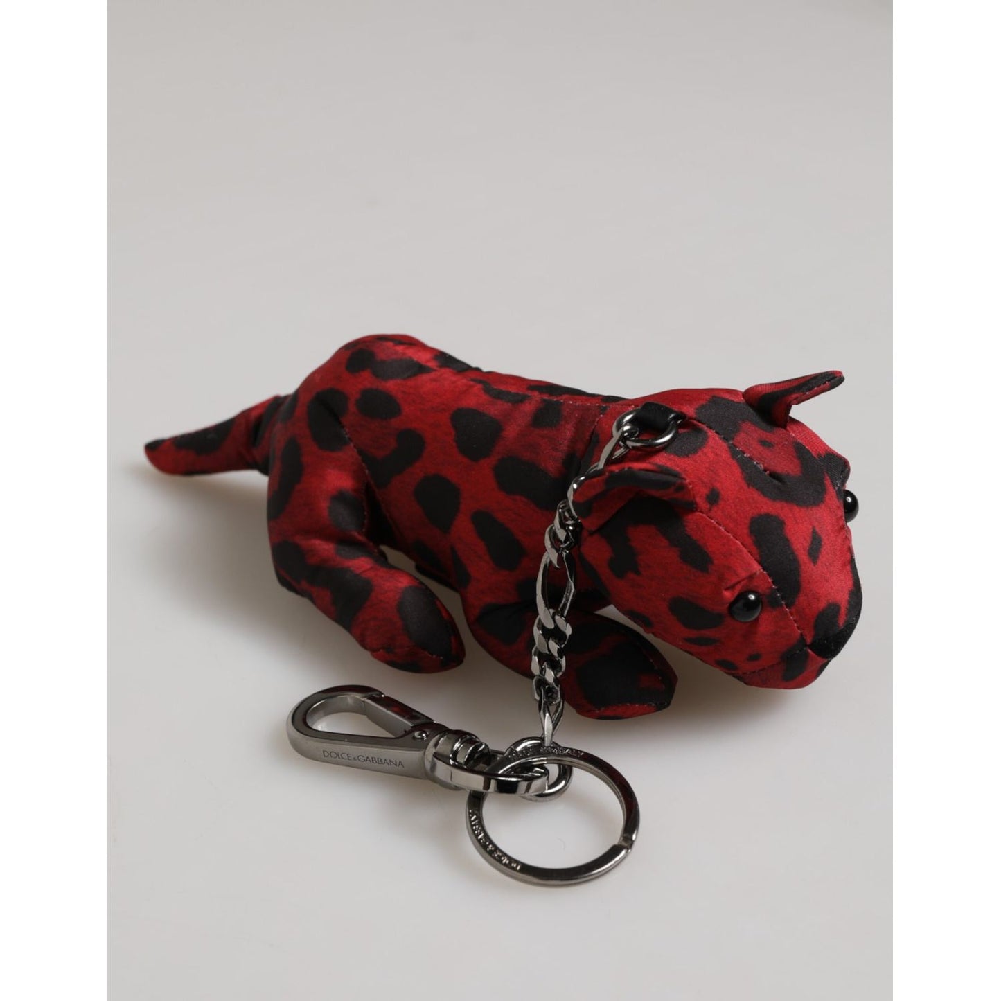 Dolce & Gabbana Red Black Polyester Animal Silhouette Keychain Keyring