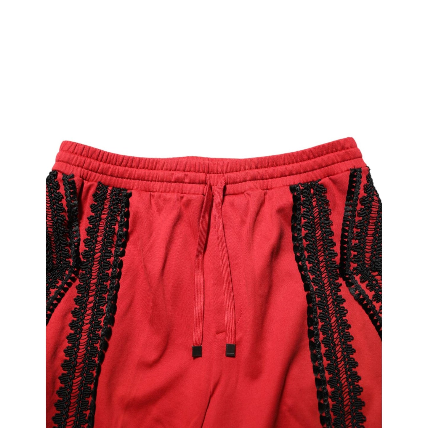 Dolce & Gabbana Red Embroidered Casual Cropped Trouser Pants