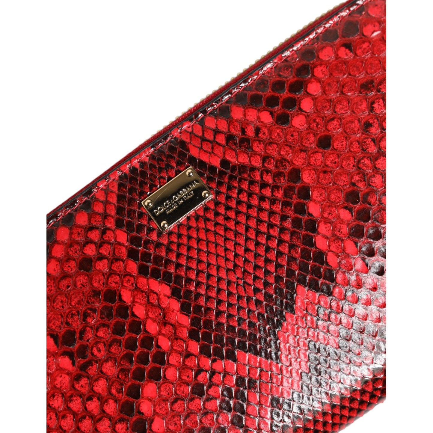 Dolce & Gabbana Red Exotic Leather Zip Around Continental Clutch Wallet