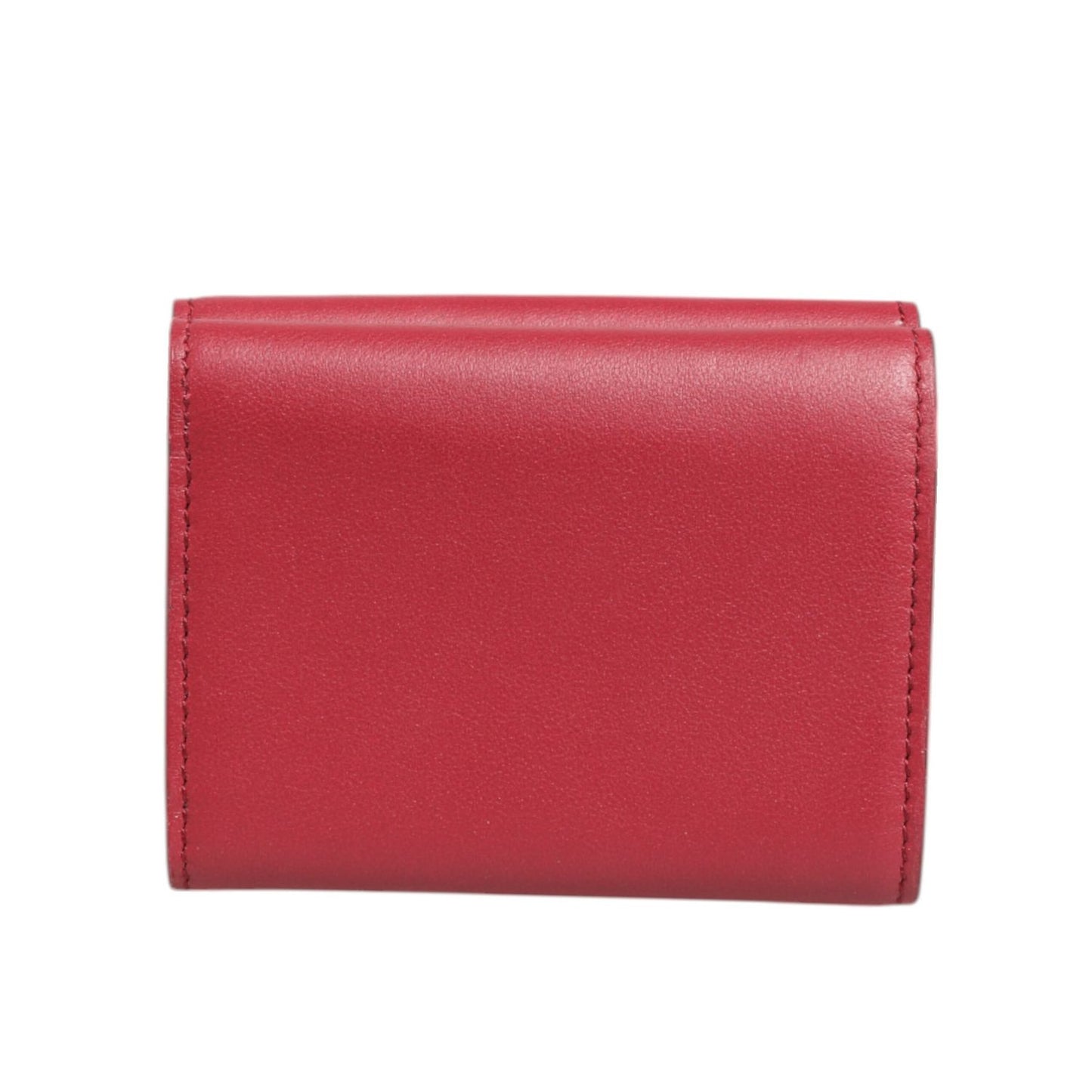 Dolce & Gabbana Red Leather Bold Logo Print Trifold Card Holder Wallet in smooth calf leather, showcasing minimalist design and vibrant color.