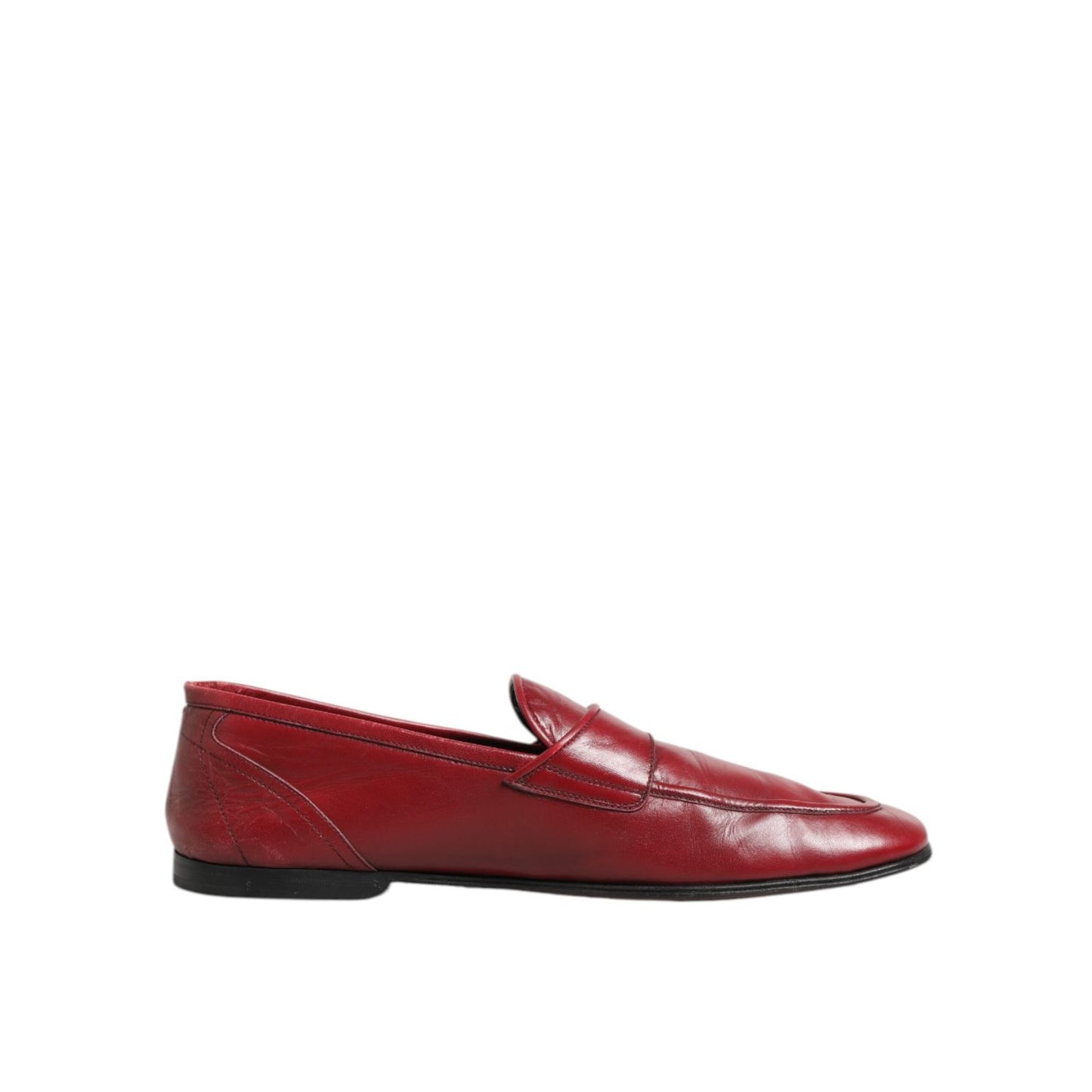 Dolce & Gabbana Red Leather Slip On Dress Men Loafers Shoes