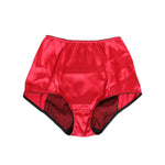 Dolce & Gabbana Red Silk Satin High-Waist Briefs Underwear in Bordeaux Scuro color with logo details, made in Italy, elegant design.