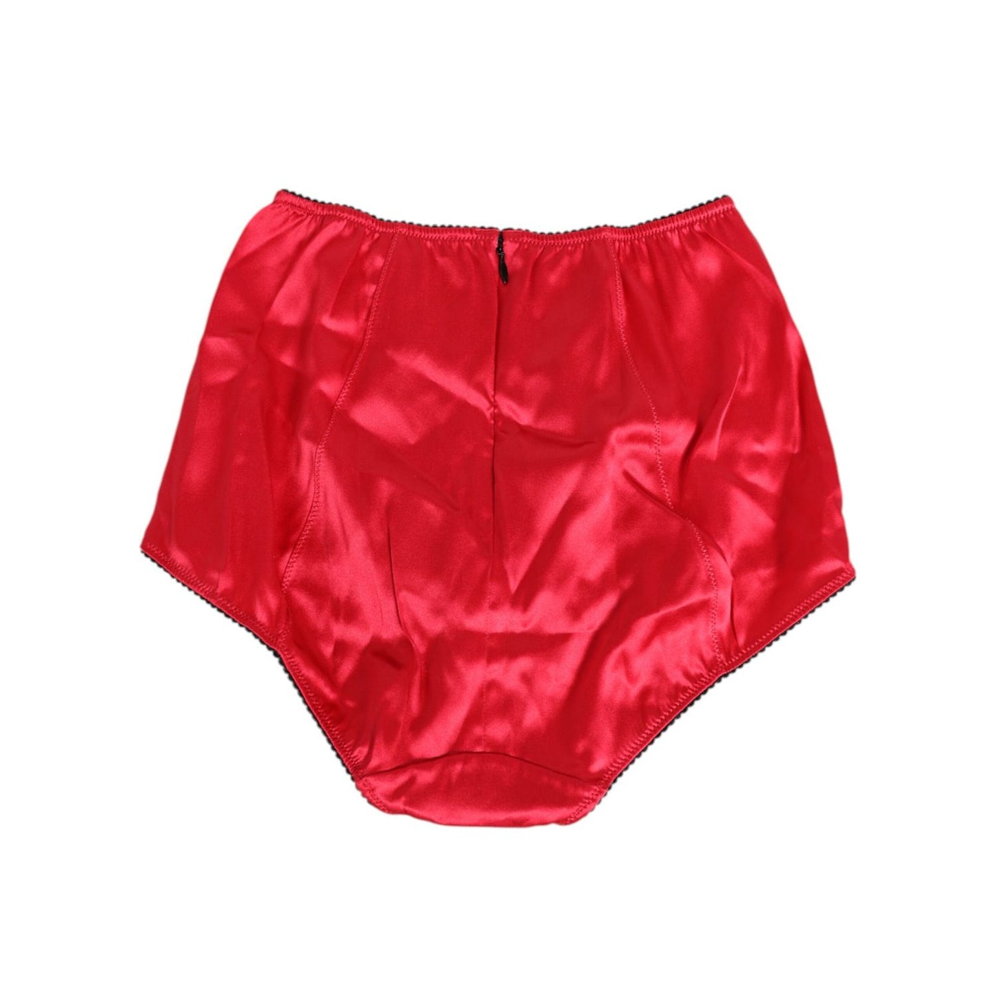 Dolce & Gabbana Red Silk Satin High-Waist Briefs Underwear