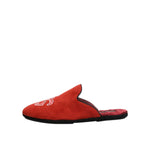 Dolce & Gabbana Red Suede DG King Men House Slippers Shoes with logo detail on side view, luxurious and stylish design.