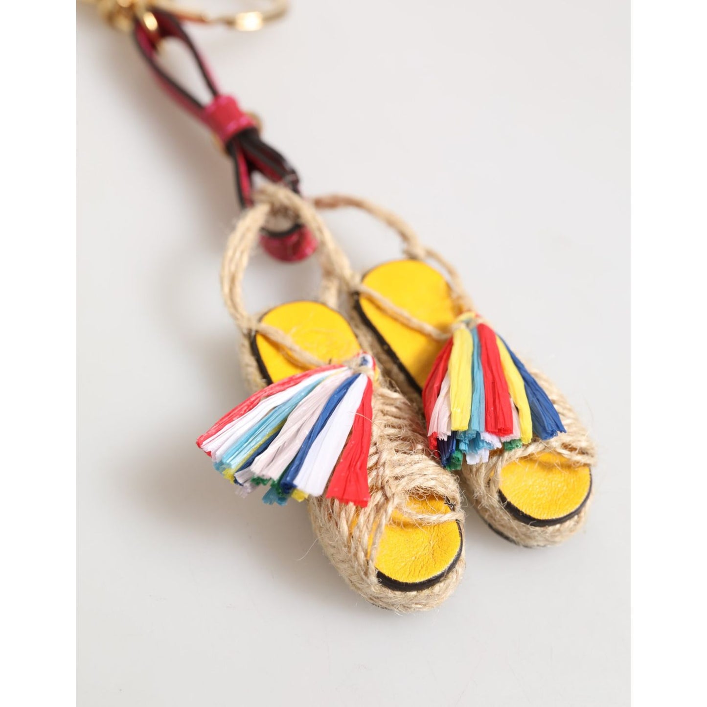 Dolce & Gabbana Red Yellow Mini Espadrille Style Charm Keychain Keyring