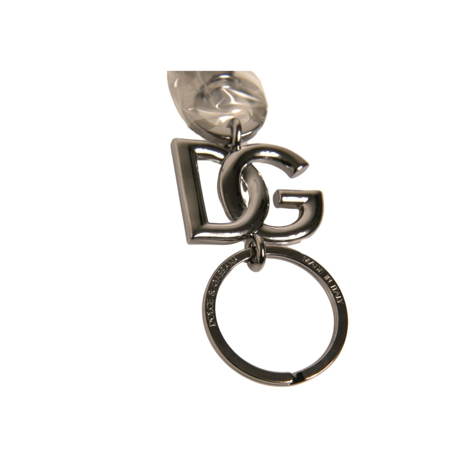 Dolce & Gabbana Silver Brass DG Logo Keychain Metal Ring Keyring
