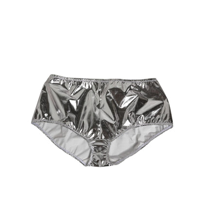 Dolce & Gabbana Silver Metallic High Waist Bikini Bottom Women Underwear