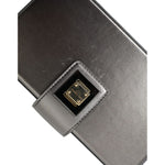 Dolce & Gabbana Steel Gray Leather Box Shape Shoulder Gold DG Logo Plaque Bag