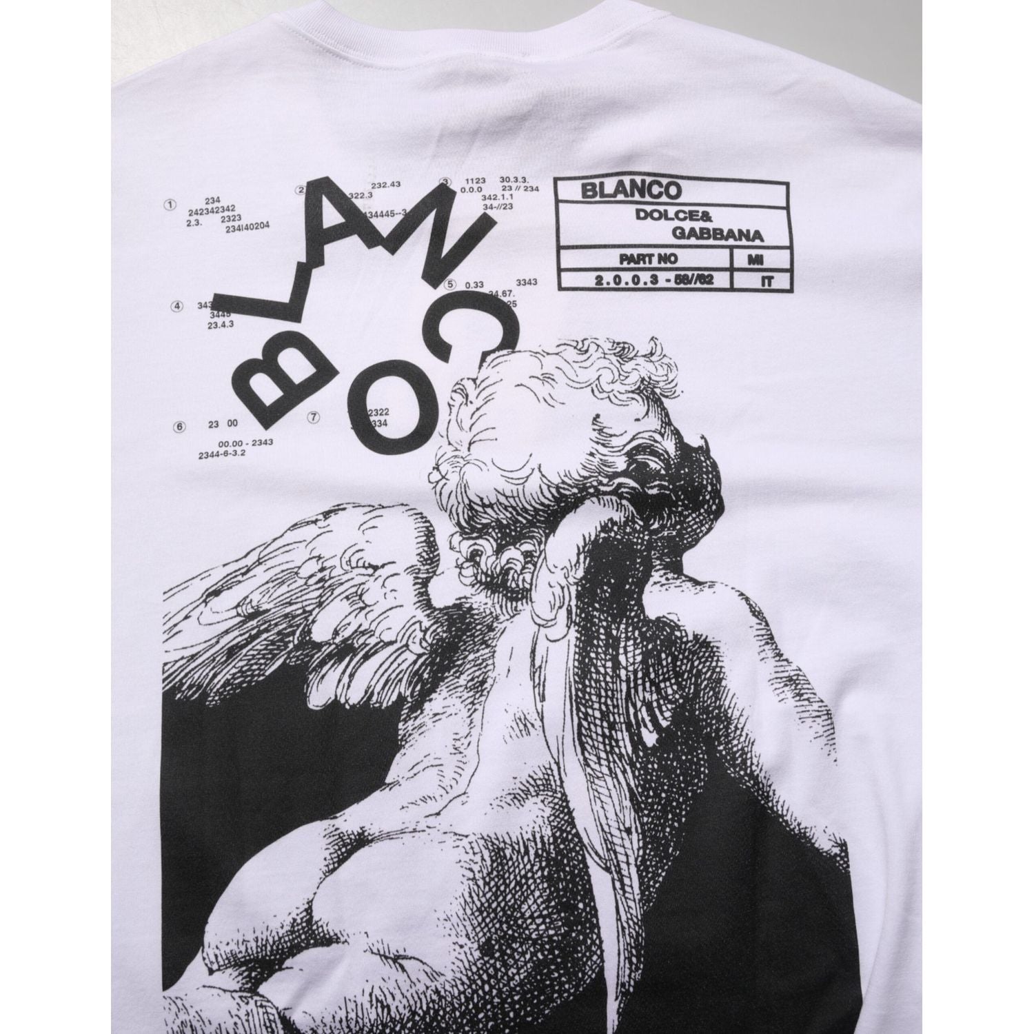 Dolce & Gabbana White Angel Print Cotton Men Crew Neck T-shirt