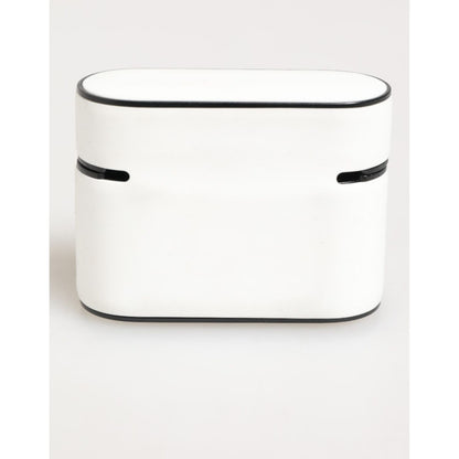Dolce & Gabbana White Black Rubber Logo Embossed Accessory Airpods Case