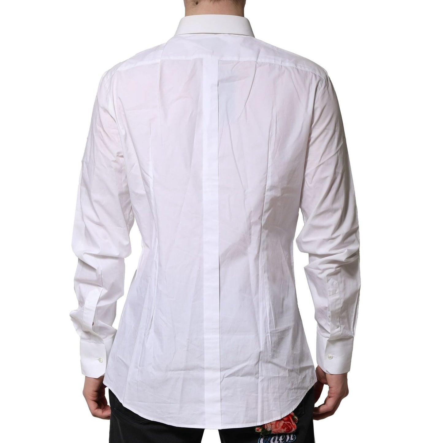 Dolce & Gabbana White Cotton GOLD Long Sleeves Dress Men Shirt