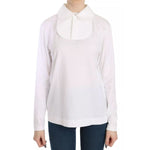 Dolce & Gabbana White Cotton Longsleeve Collared Blouse with tags, 100% authentic, long sleeve, collared polo top, made in Italy.