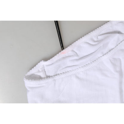 Dolce & Gabbana White Cotton Stretch High Waist Panty Underwear