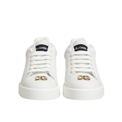 Dolce & Gabbana White DG Leather Low Top Sneakers Shoes
