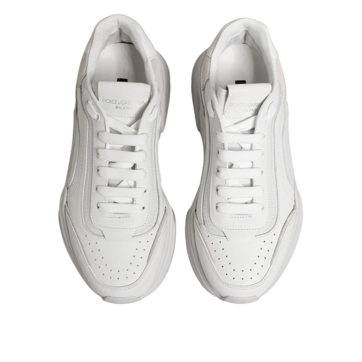 Dolce & Gabbana White Daymaster Low Top Mens Sneakers Shoes with premium materials and chunky sole for stylish casual looks.