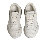Dolce & Gabbana White Daymaster Low Top Sneaker Shoes with lace-up closure and rubber sole, showcasing chic and modern design.