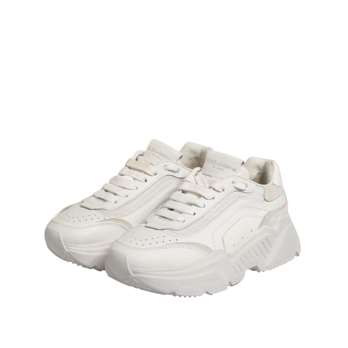 Dolce & Gabbana White Daymaster Low Top Sneaker Shoes made of calf leather and nylon with rubber sole