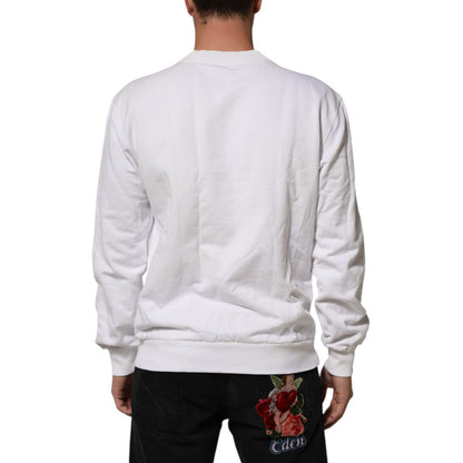 Dolce & Gabbana White Embossed Logo Men Sweatshirt Sweater