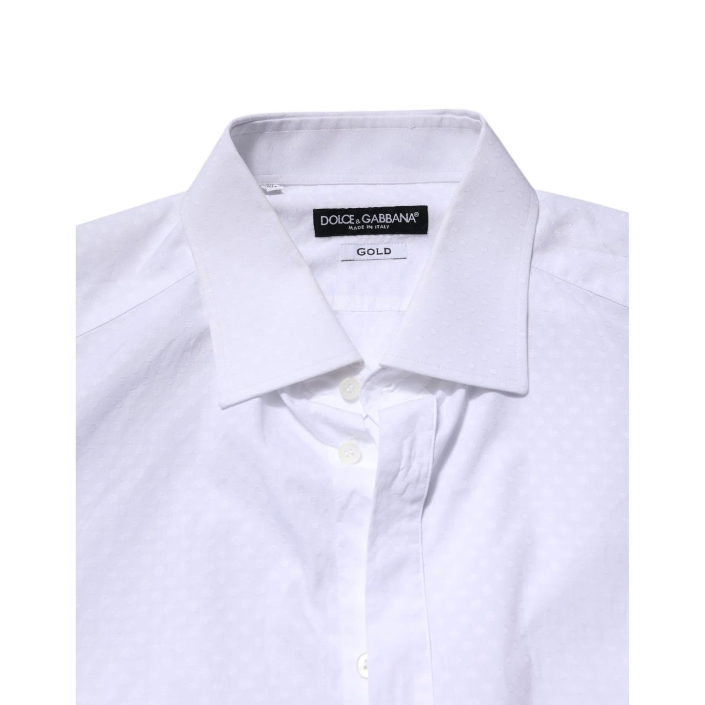 Dolce & Gabbana White GOLD Cotton Long Sleeves Formal Shirt with classic neck and button closure, made in Italy.