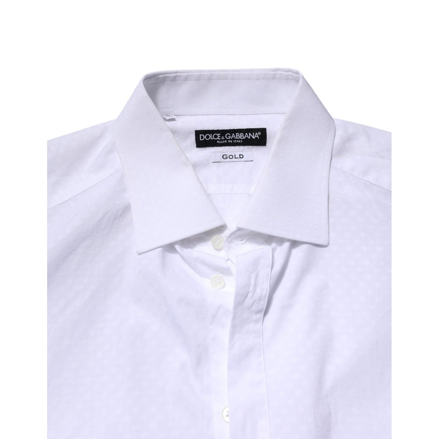 Dolce & Gabbana White GOLD Cotton Long Sleeves Formal Shirt