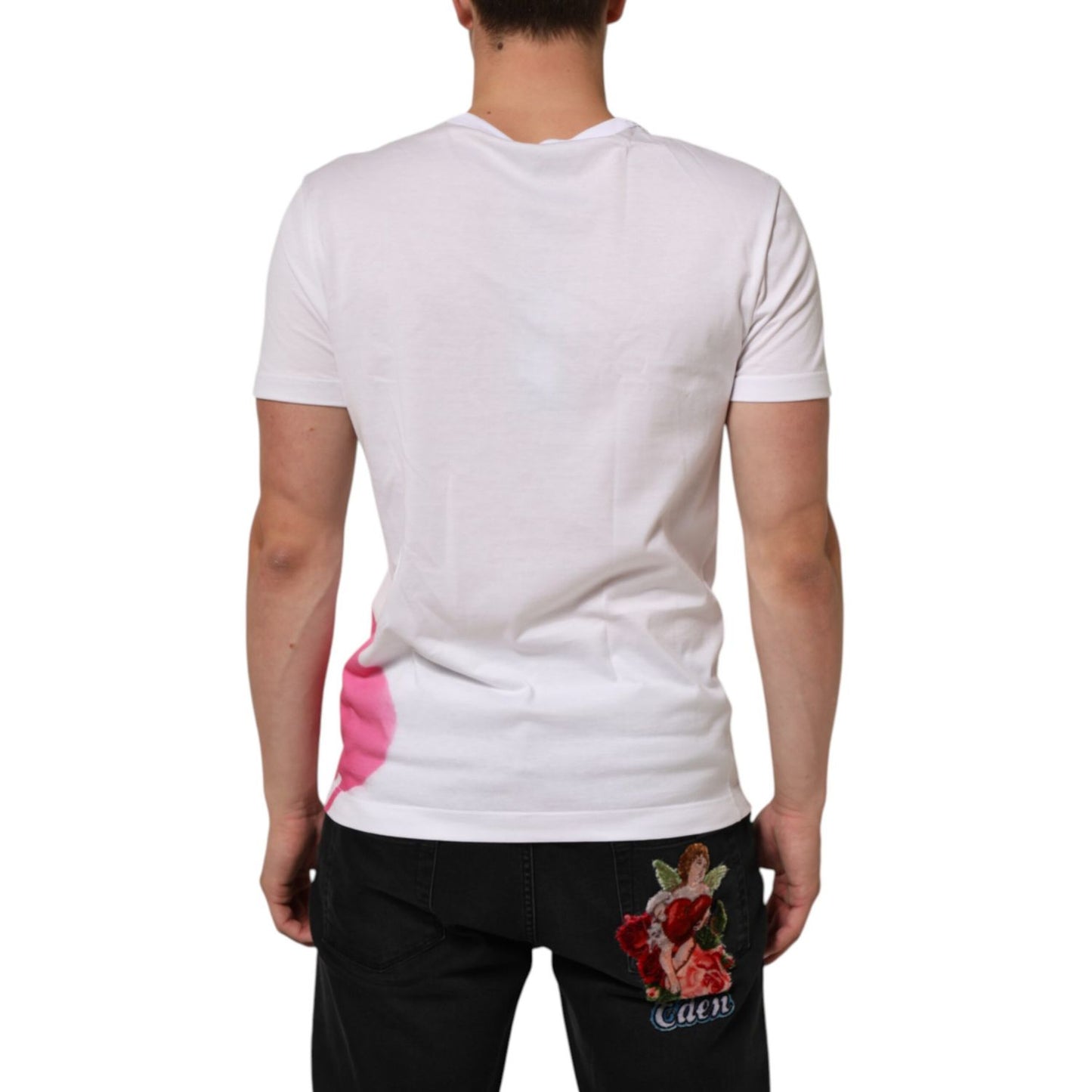 Dolce & Gabbana White Graphic Print Cotton Crew Neck T-shirt