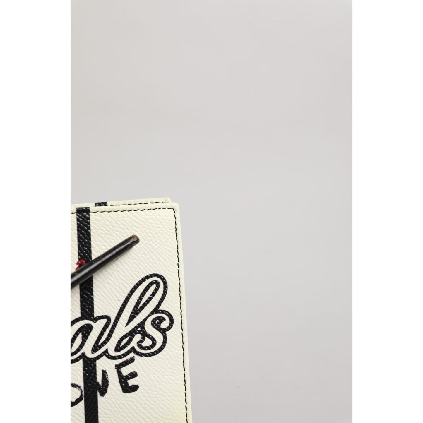 Dolce & Gabbana White Leather DG Crown Royals Bifold Card Holder Wallet