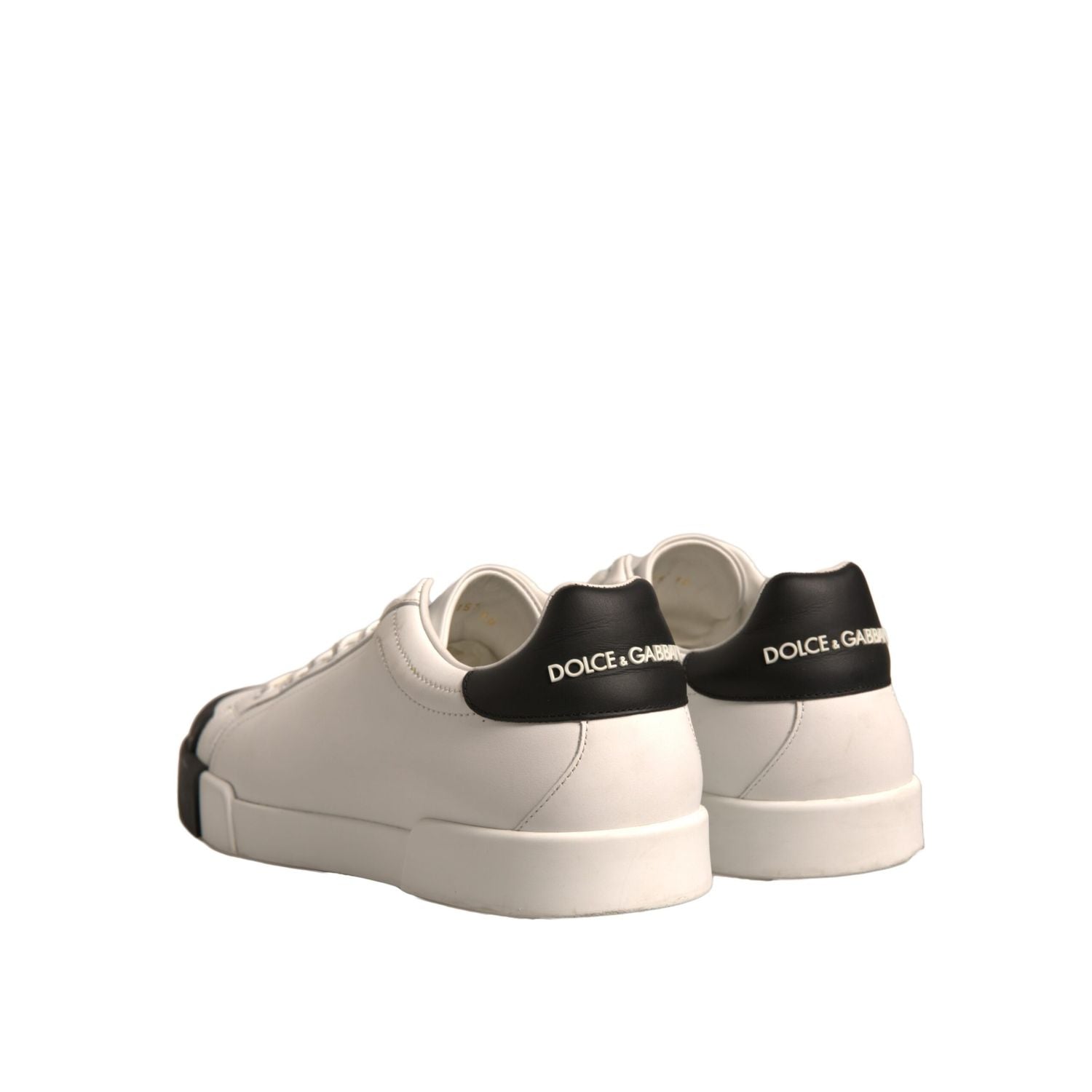 Dolce & Gabbana White Leather Logo Portofino Sneakers Shoes
