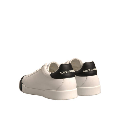 Dolce & Gabbana White Leather Logo Portofino Sneakers Shoes