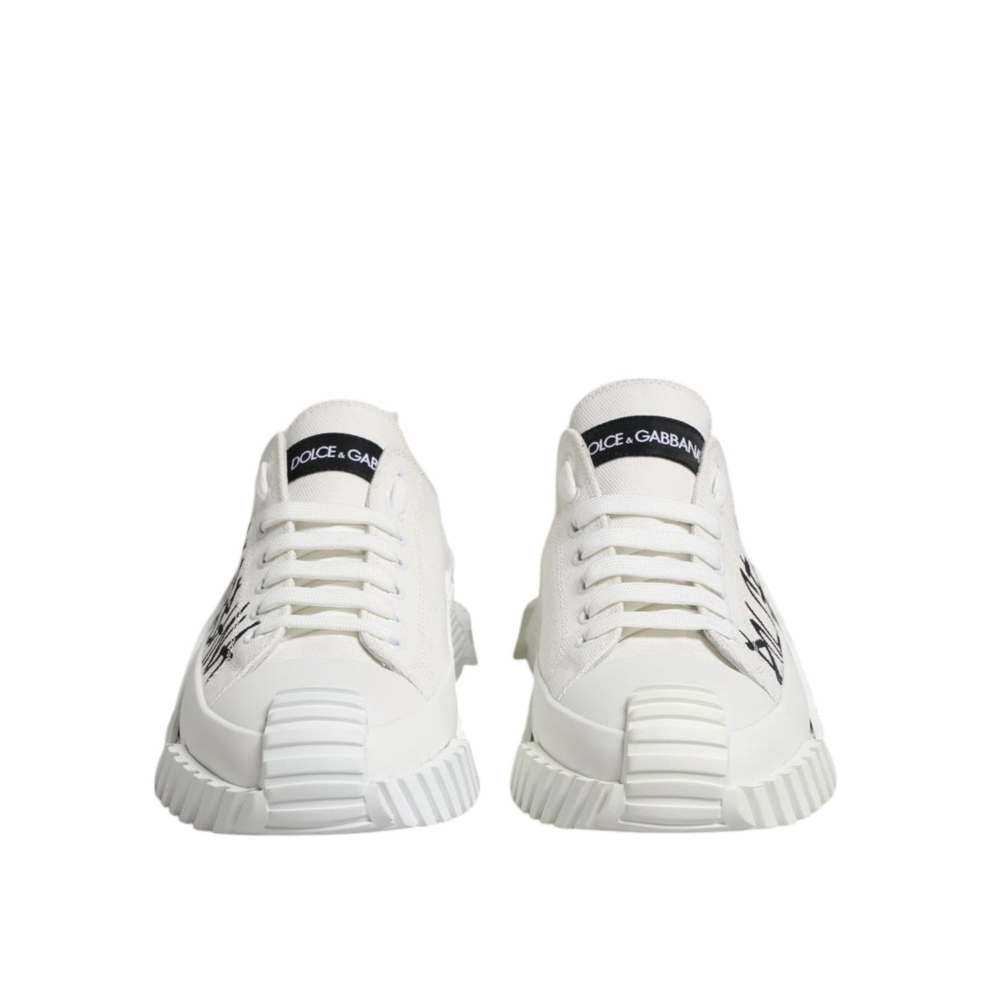 Dolce & Gabbana White Logo Graffiti Low Top Sneakers Shoes