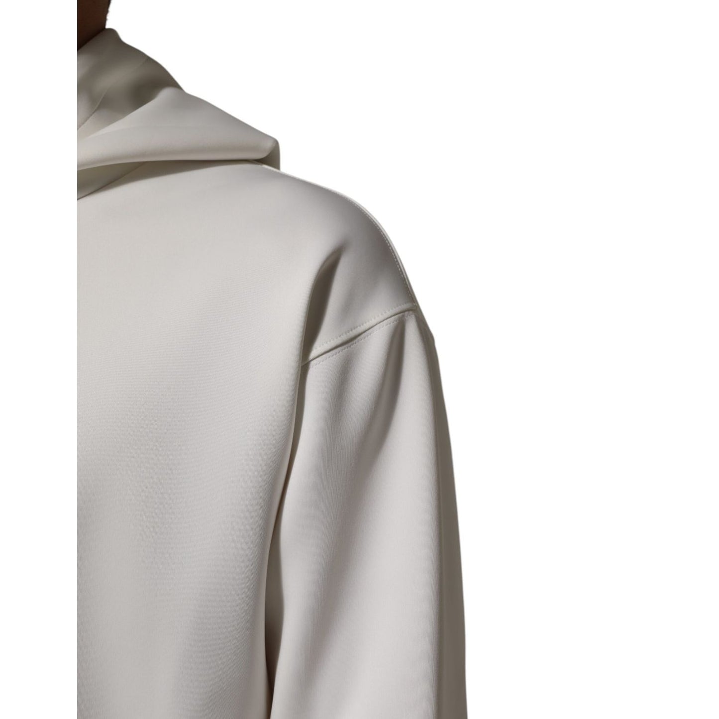 Dolce & Gabbana White Logo Hooded Men Sweatshirt Sweater