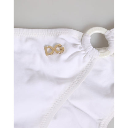 Dolce & Gabbana White Logo Swimsuit 2 Piece Top Bottom Swimwear