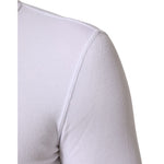 Dolce & Gabbana White Long Sleeves Button Closure T-shirt with minor sleeve discolorations, close-up view showing fine texture.