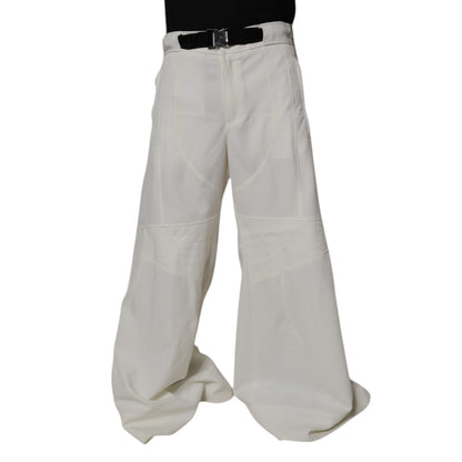 Dolce & Gabbana White Mid Waist Wide Leg Pants