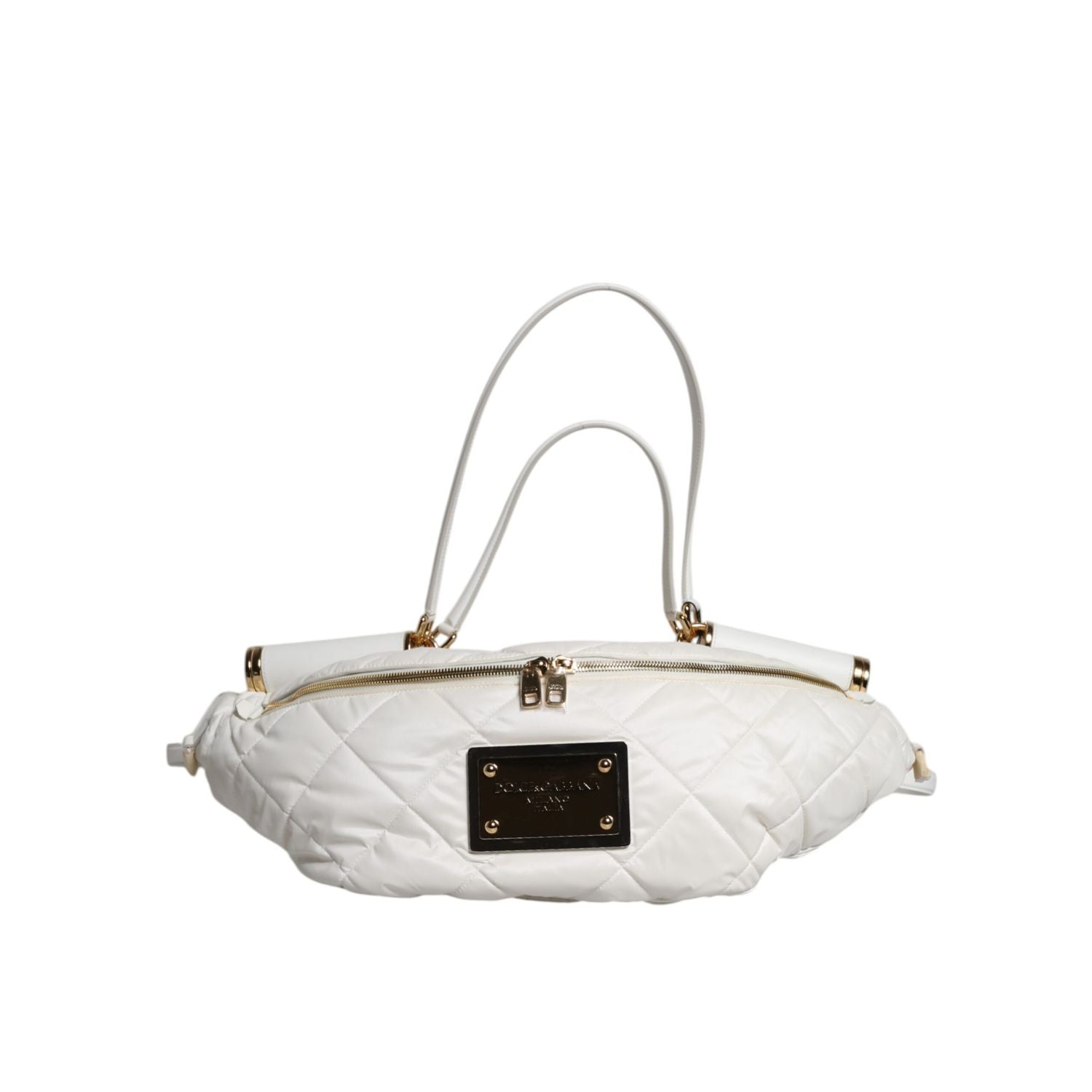 Front view with bag zipped and handles upright.