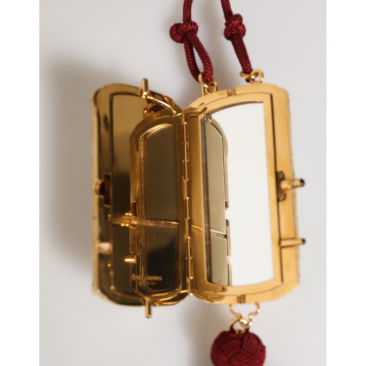 Dolce & Gabbana White Resin Gold Metal Crossbody Mini Purse Tassel Bag