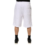 Dolce & Gabbana White Ripped Mid Waist Casual Bermuda Short