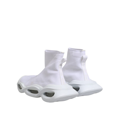 Dolce & Gabbana White Silver Slip On Wave Socks Sneakers Shoes