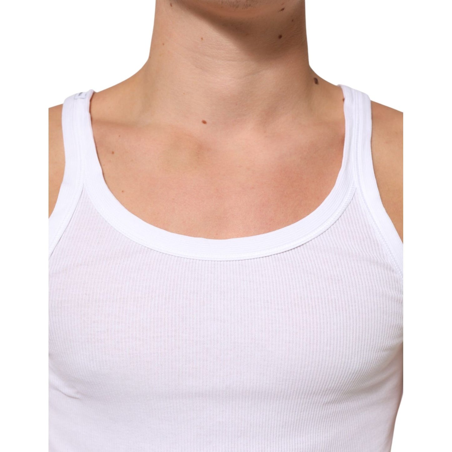Dolce & Gabbana White Sleeveless Round Neck Tank Top T-shirt