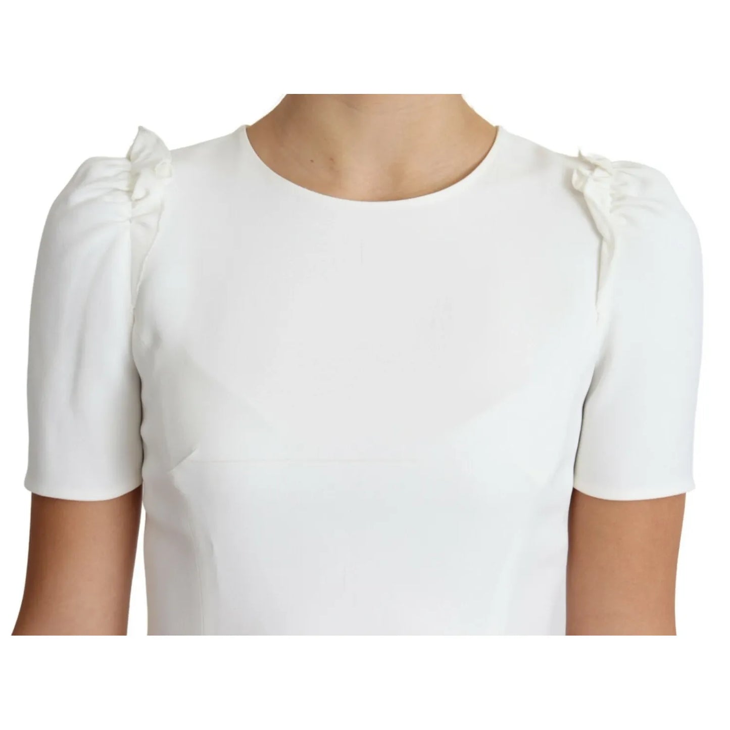 Dolce & Gabbana White Viscose Acetate Short Sleeve Blouse Top