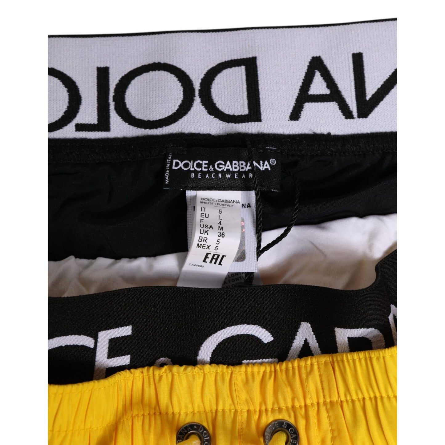 Dolce & Gabbana Yellow Drawstring Beachwear Men Shorts Swimwear