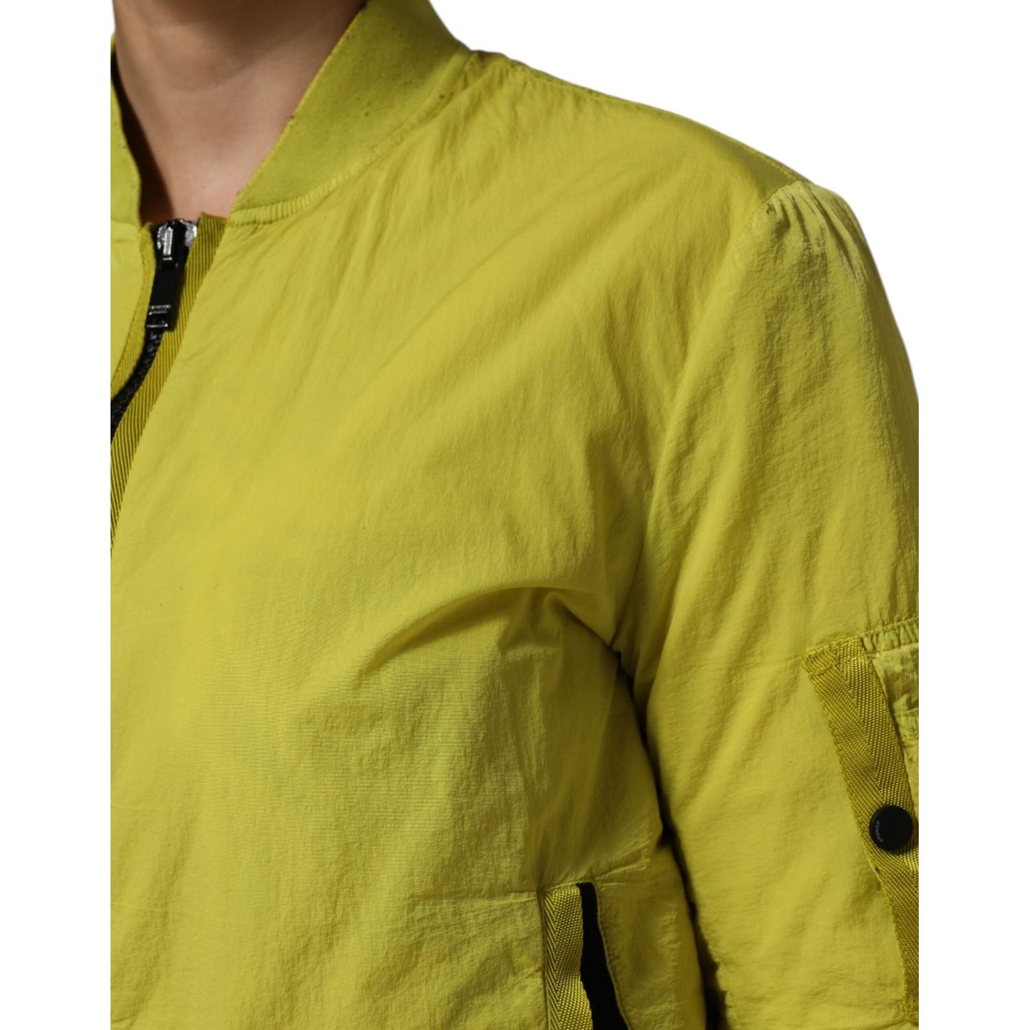 Dondup Yellow Polyamide Zipper Bomber Women’s Jacket