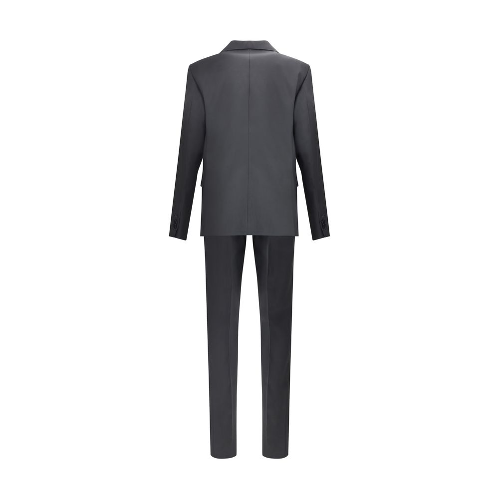 Back view of Dsquared² Black Fleece Wool Two-Piece Suit showcasing tailored jacket and trousers.