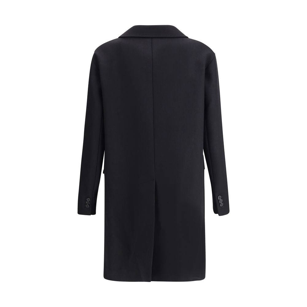 Back view of Dsquared² Black Wool Coat with tailored design and sophisticated silhouette.