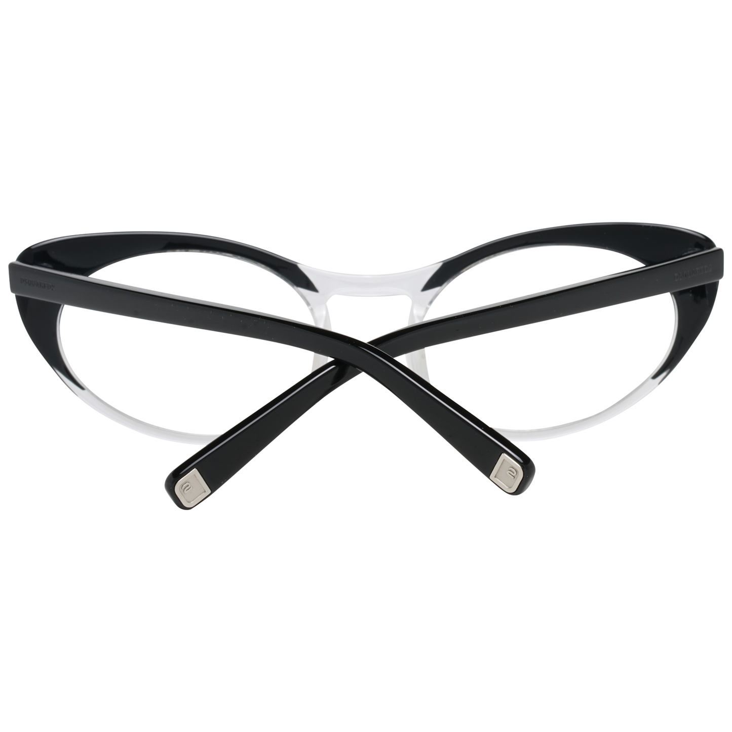 Dsquared² Chic Black Full-Rim Designer Eyewear with durable plastic frame and spring hinges, viewed from front angle.
